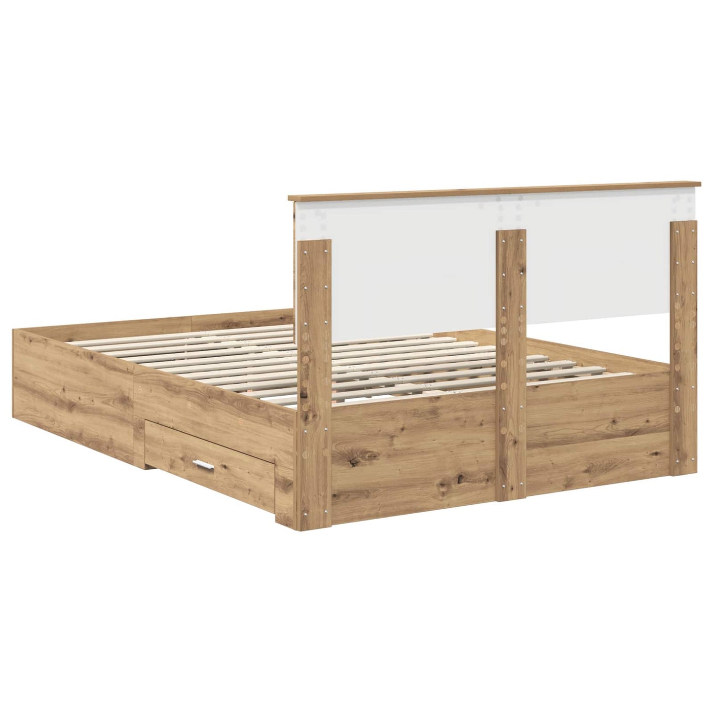 vidaXL Bed Frame with Drawer Artisan Oak 140 x 190 cm Engineered Wood