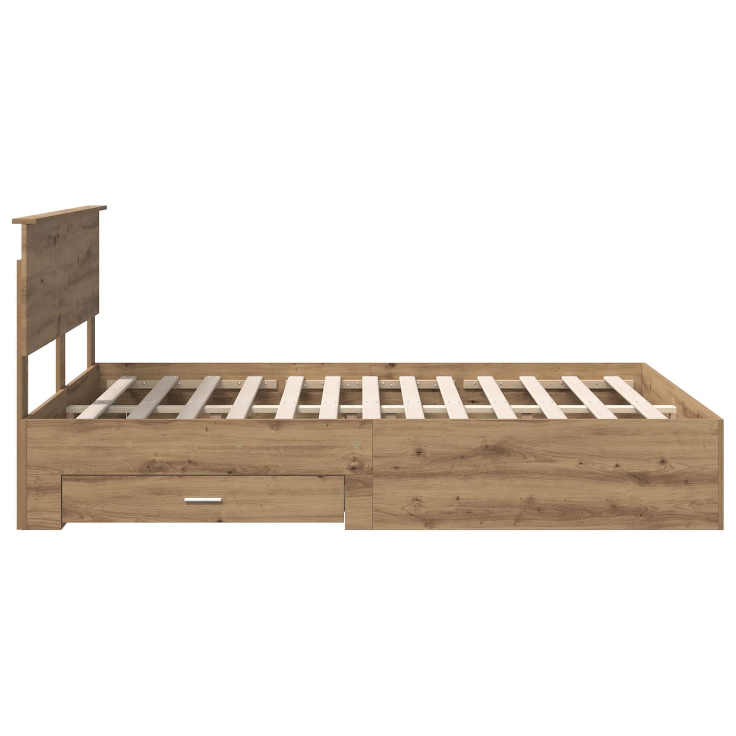 vidaXL Bed Frame with Drawer Artisan Oak 140 x 190 cm Engineered Wood