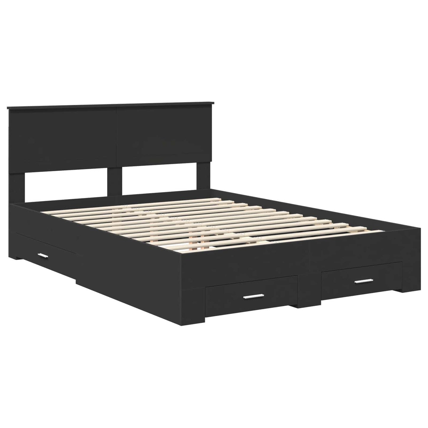 vidaXL Bed Frame with Drawer Black 135 x 190 cm Engineered Wood