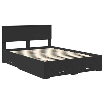 vidaXL Bed Frame with Drawer Black 135 x 190 cm Engineered Wood