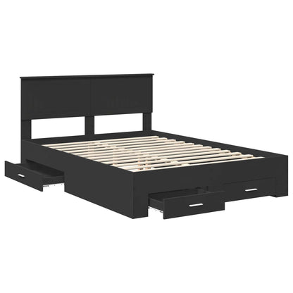 vidaXL Bed Frame with Drawer Black 135 x 190 cm Engineered Wood