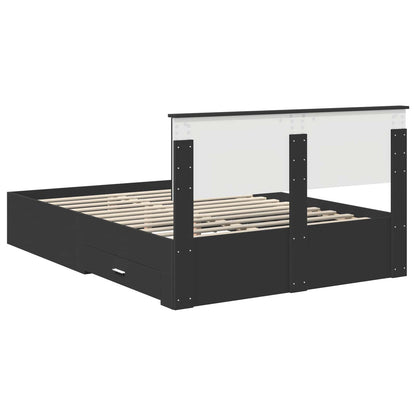 vidaXL Bed Frame with Drawer Black 135 x 190 cm Engineered Wood