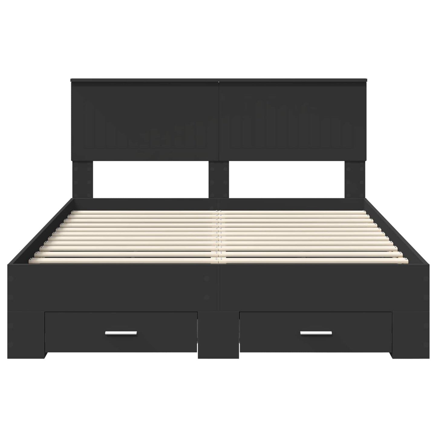 vidaXL Bed Frame with Drawer Black 135 x 190 cm Engineered Wood