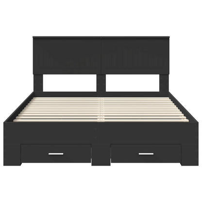 vidaXL Bed Frame with Drawer Black 135 x 190 cm Engineered Wood
