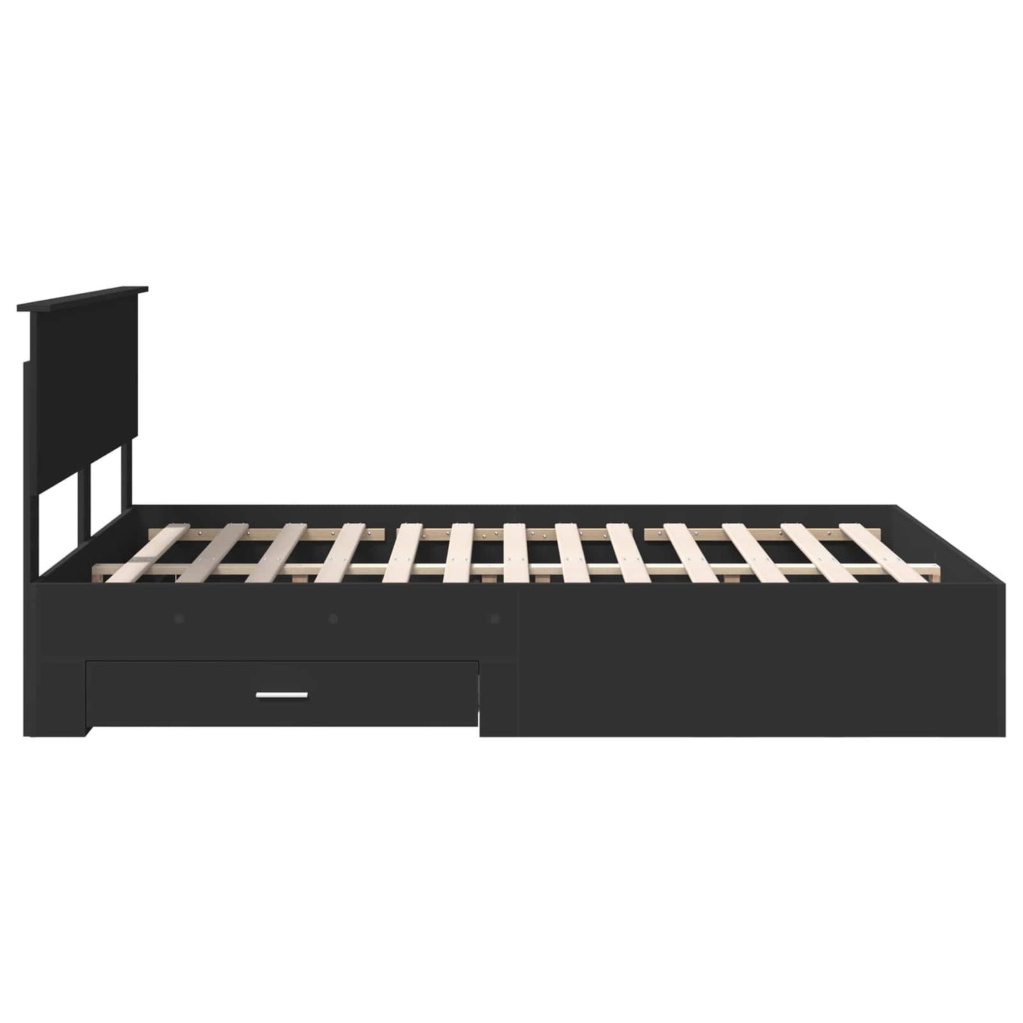 vidaXL Bed Frame with Drawer Black 135 x 190 cm Engineered Wood