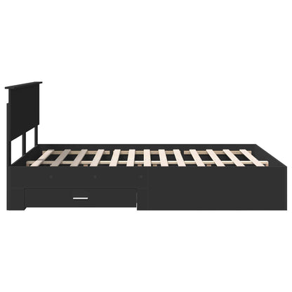 vidaXL Bed Frame with Drawer Black 135 x 190 cm Engineered Wood
