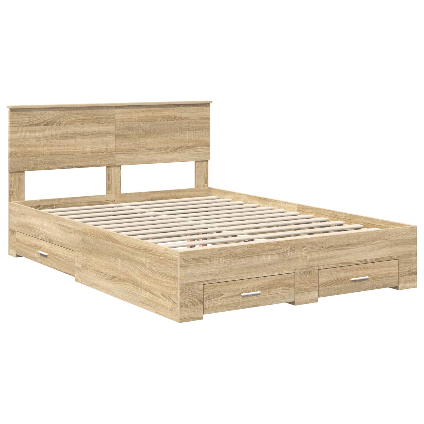 vidaXL Bed Frame with Drawer Sonoma Oak 135 x 190 cm Engineered Wood