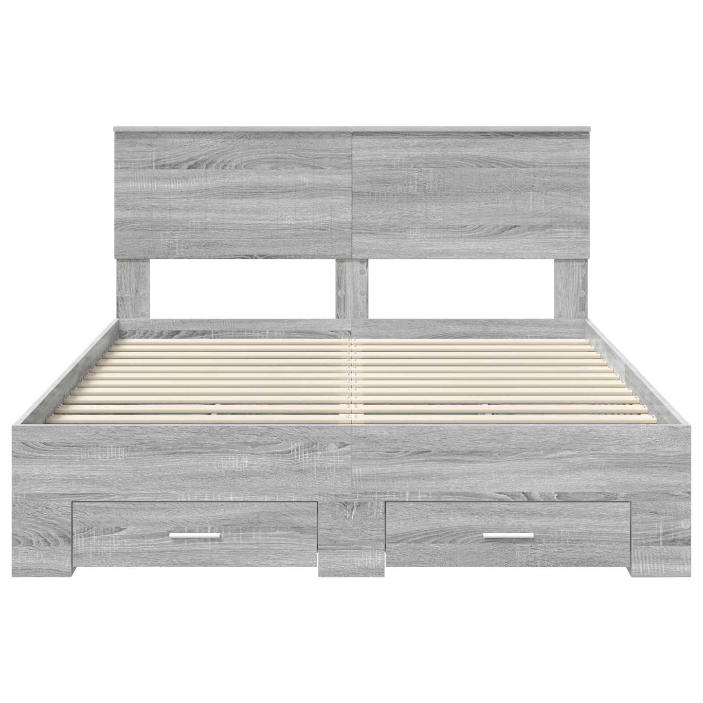 vidaXL Bed Frame with Drawer Grey Sonoma 135 x 190 cm Engineered Wood