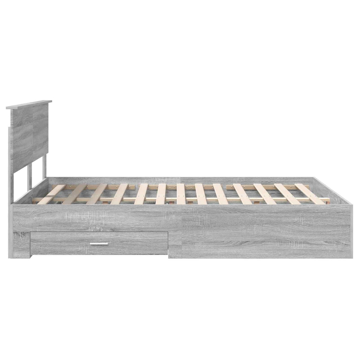 vidaXL Bed Frame with Drawer Grey Sonoma 135 x 190 cm Engineered Wood