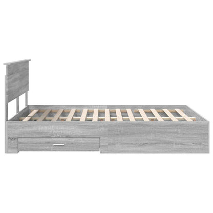 vidaXL Bed Frame with Drawer Grey Sonoma 135 x 190 cm Engineered Wood