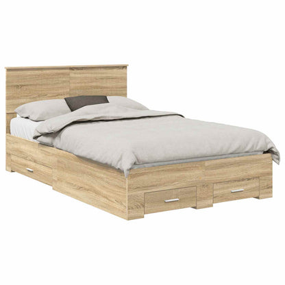 vidaXL Bed Frame with Drawer Sonoma Oak 120 x 200 cm Engineered Wood