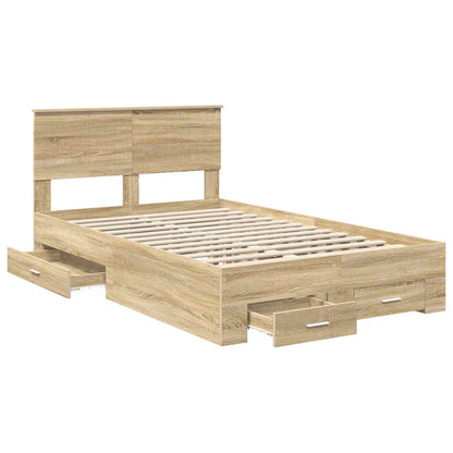 vidaXL Bed Frame with Drawer Sonoma Oak 120 x 200 cm Engineered Wood
