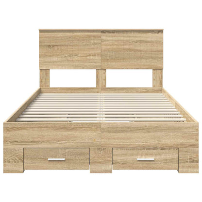 vidaXL Bed Frame with Drawer Sonoma Oak 120 x 200 cm Engineered Wood
