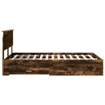 vidaXL Bed Frame with Drawer Smoked Oak 120 x 200 cm Engineered Wood