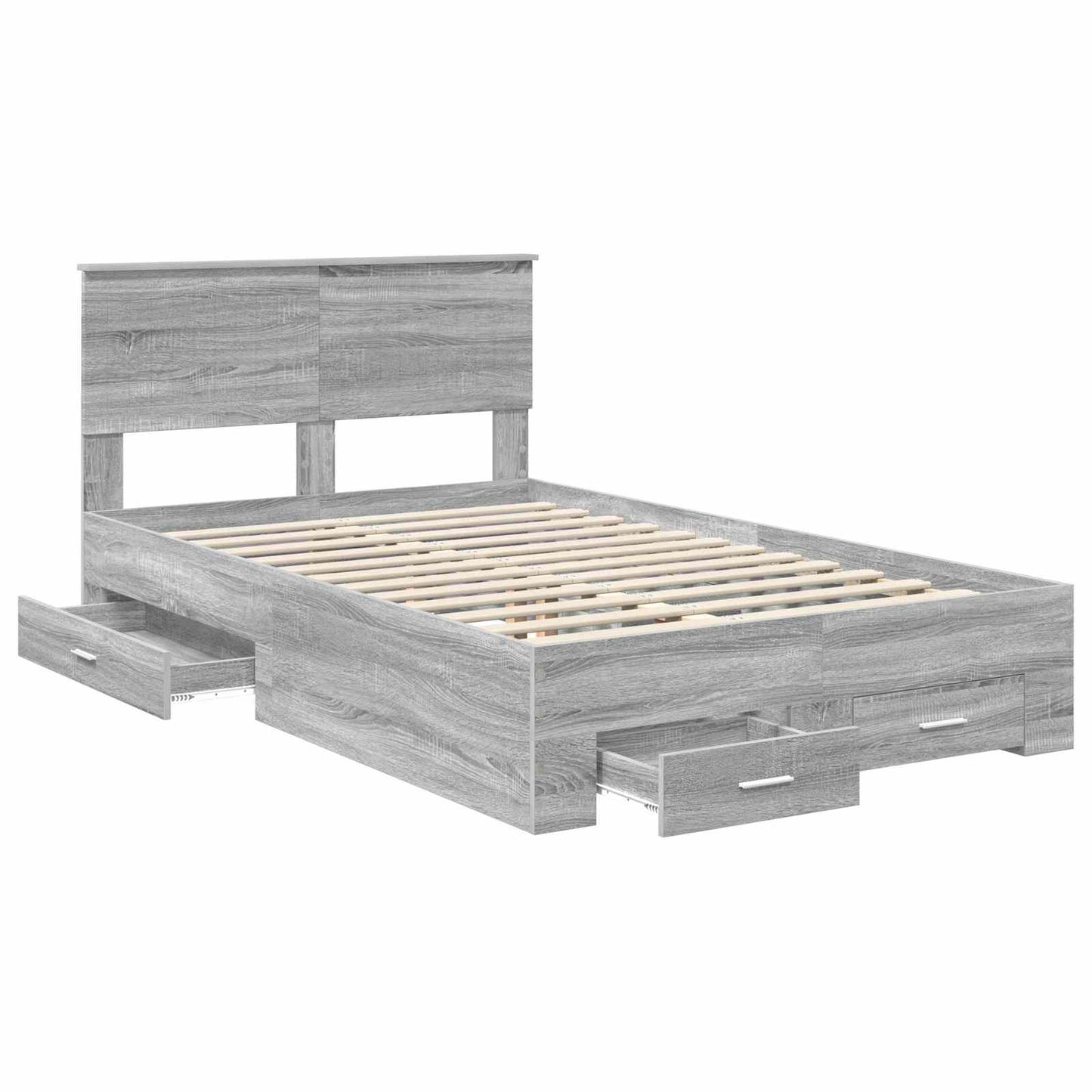 vidaXL Bed Frame with Drawer Grey Sonoma 120 x 200 cm Engineered Wood