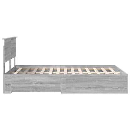 vidaXL Bed Frame with Drawer Grey Sonoma 120 x 200 cm Engineered Wood