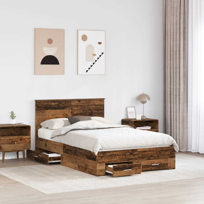 vidaXL Bed Frame with Headboard Old Wood 120 x 200 cm Engineered Wood