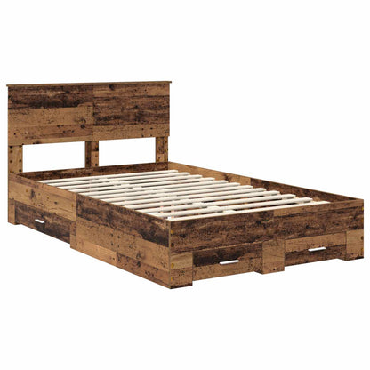 vidaXL Bed Frame with Headboard Old Wood 120 x 200 cm Engineered Wood