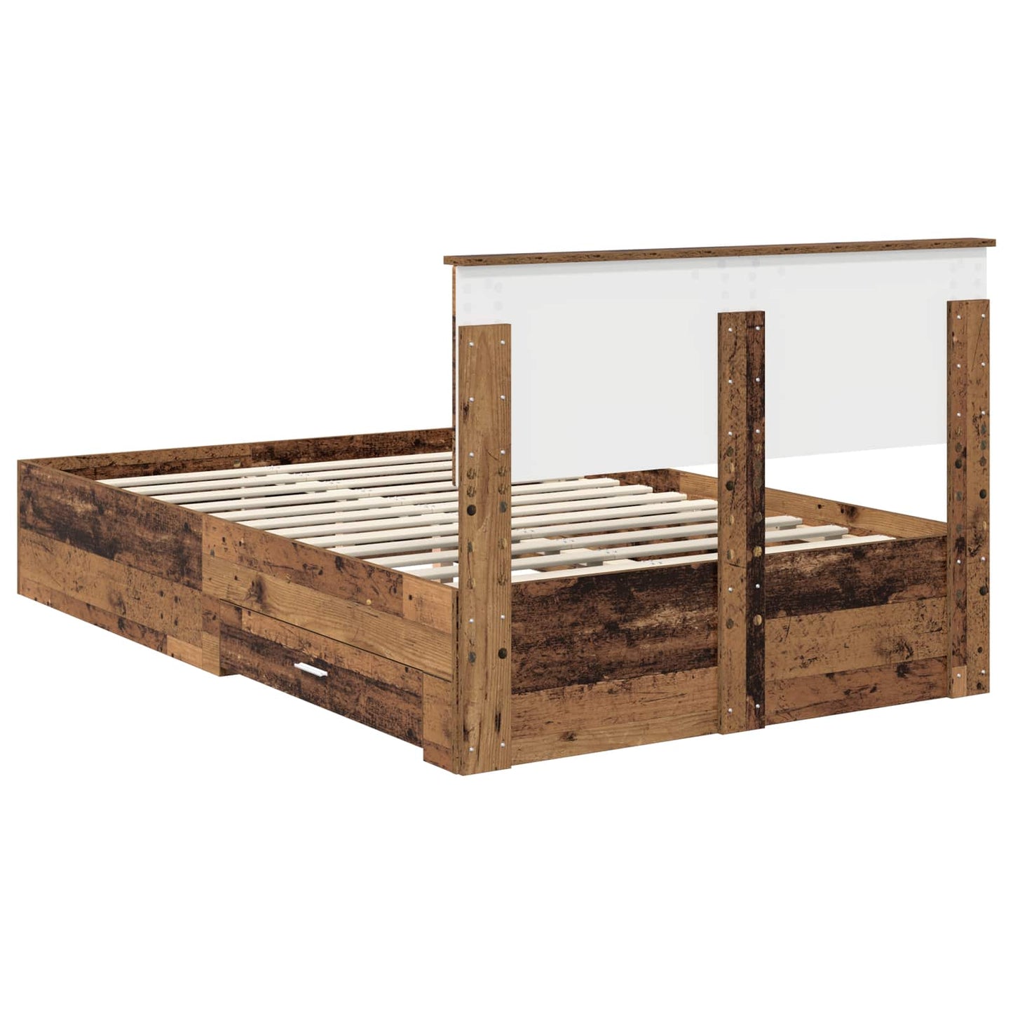 vidaXL Bed Frame with Headboard Old Wood 120 x 200 cm Engineered Wood