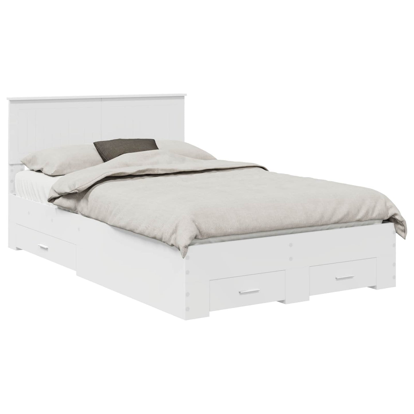 vidaXL Bed Frame with Headboard White 120 x 190 cm Engineered Wood