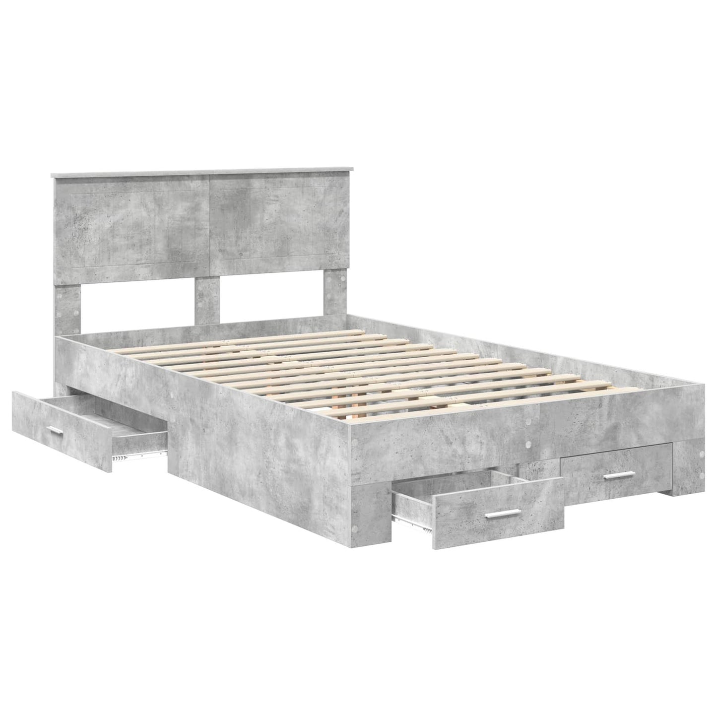 vidaXL Bed Frame Concrete Grey 120 x 190 cm Engineered Wood