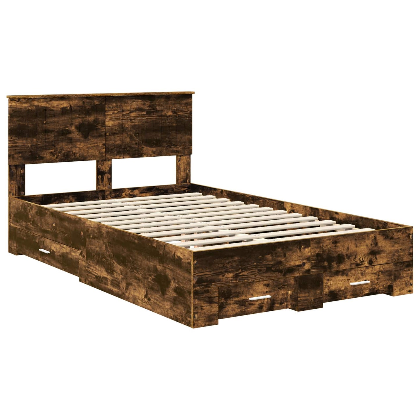 vidaXL Bed Frame with Drawer Smoked Oak 120 x 190 cm Engineered Wood