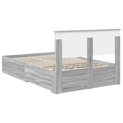 vidaXL Bed Frame with Drawer Grey Sonoma 120 x 190 cm Engineered Wood