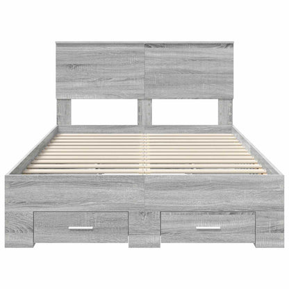 vidaXL Bed Frame with Drawer Grey Sonoma 120 x 190 cm Engineered Wood