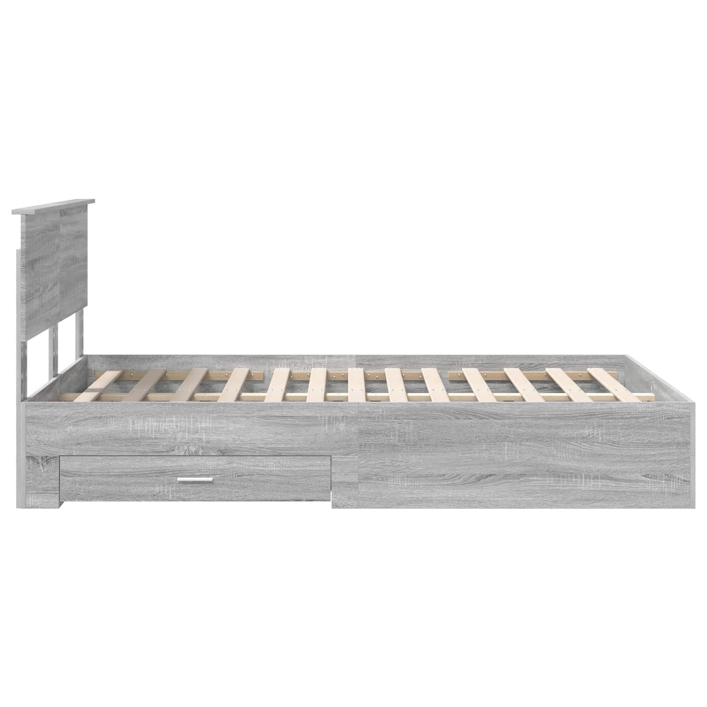 vidaXL Bed Frame with Drawer Grey Sonoma 120 x 190 cm Engineered Wood