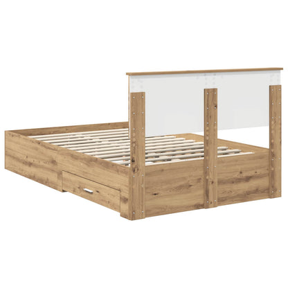 vidaXL Bed Frame with Drawer Artisan Oak 120 x 190 cm Engineered Wood