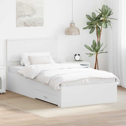 vidaXL Bed Frame with Headboard White 100 x 200 cm Engineered Wood