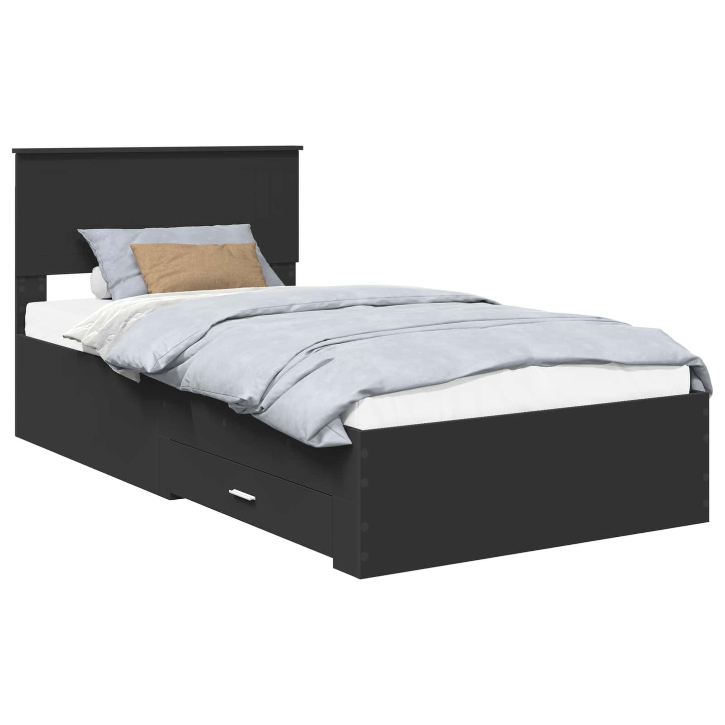 vidaXL Bed Frame Black and Silver 100 x 200 cm Engineered Wood