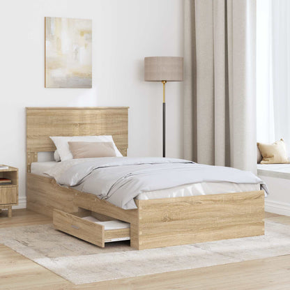 vidaXL Bed Frame with Drawer Sonoma Oak 100 x 200 cm Engineered Wood