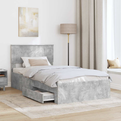 vidaXL Bed Frame Concrete Grey 100 x 200 cm Engineered Wood