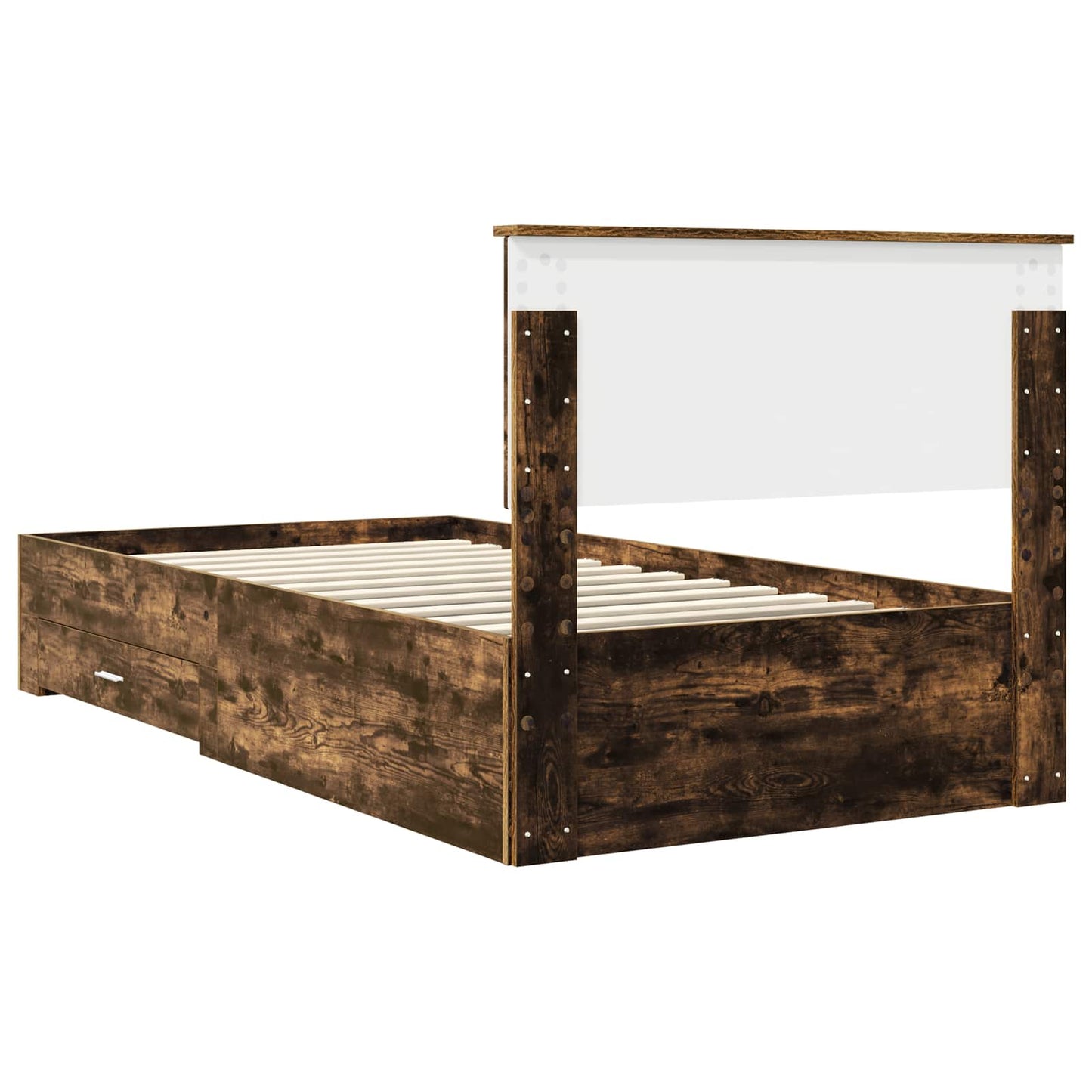 vidaXL Bed Frame with Drawer Smoked Oak 100 x 200 cm Engineered Wood
