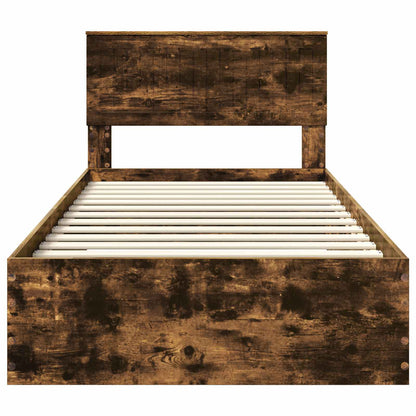 vidaXL Bed Frame with Drawer Smoked Oak 100 x 200 cm Engineered Wood