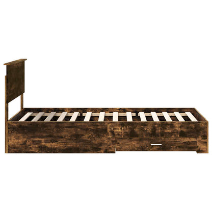 vidaXL Bed Frame with Drawer Smoked Oak 100 x 200 cm Engineered Wood