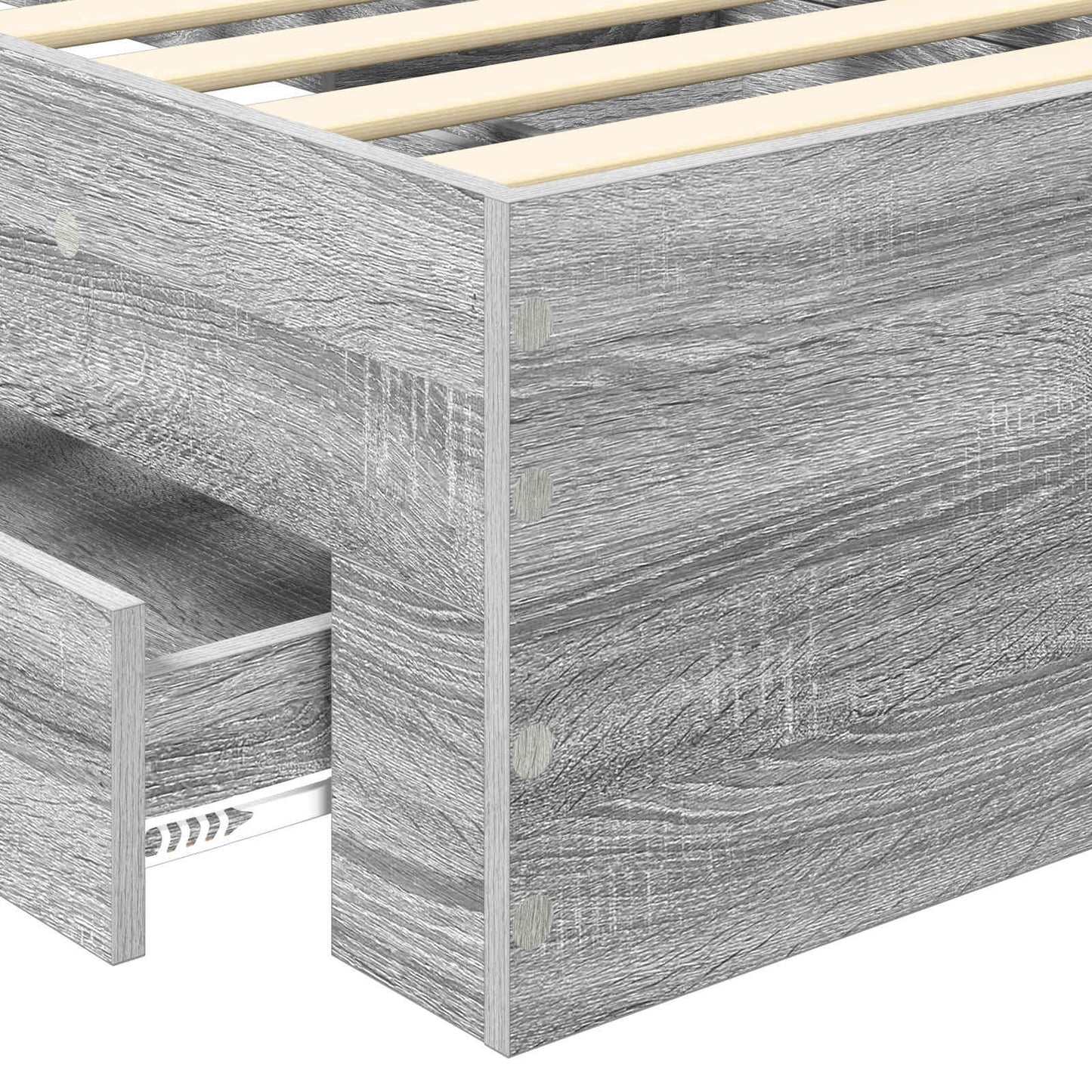 vidaXL Bed Frame with Drawer Grey Sonoma 100 x 200 cm Engineered Wood