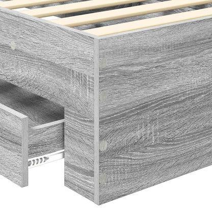 vidaXL Bed Frame with Drawer Grey Sonoma 100 x 200 cm Engineered Wood