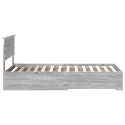vidaXL Bed Frame with Drawer Grey Sonoma 100 x 200 cm Engineered Wood