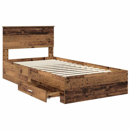 vidaXL Bed Frame with Headboard Old Wood 100 x 200 cm Engineered Wood