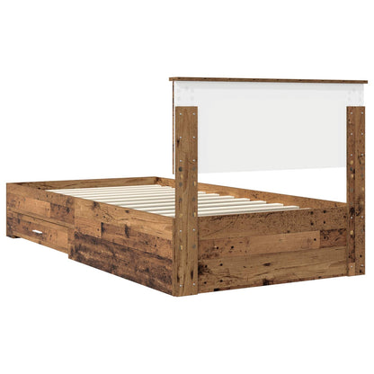 vidaXL Bed Frame with Headboard Old Wood 100 x 200 cm Engineered Wood