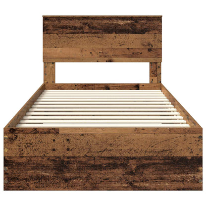 vidaXL Bed Frame with Headboard Old Wood 100 x 200 cm Engineered Wood