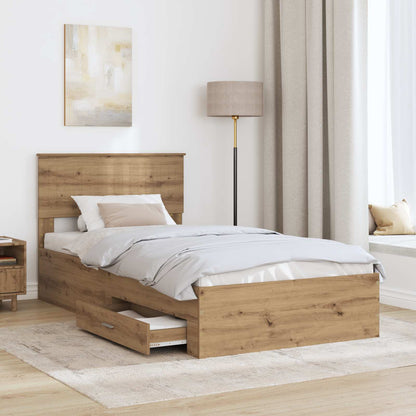 vidaXL Bed Frame with Drawer Artisan Oak 100 x 200 cm Engineered Wood