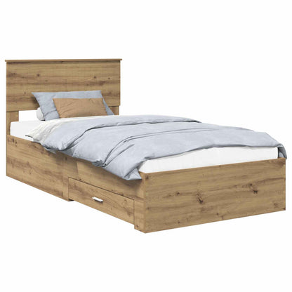 vidaXL Bed Frame with Drawer Artisan Oak 100 x 200 cm Engineered Wood