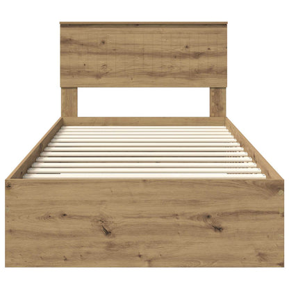 vidaXL Bed Frame with Drawer Artisan Oak 100 x 200 cm Engineered Wood