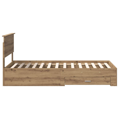 vidaXL Bed Frame with Drawer Artisan Oak 100 x 200 cm Engineered Wood