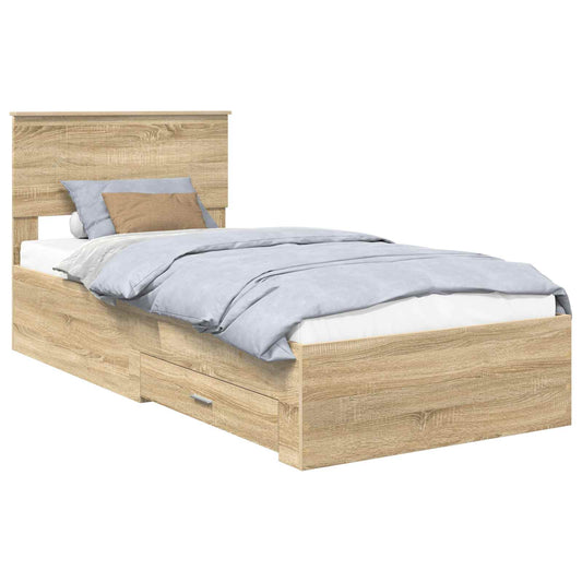 vidaXL Bed Frame with Drawer Sonoma Oak 90 x 200 cm Engineered Wood