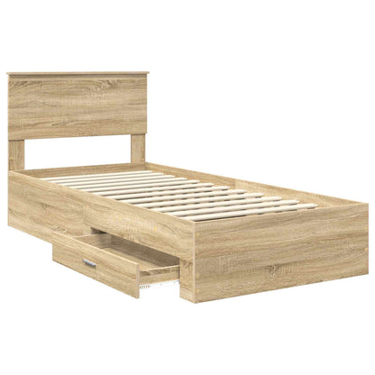 vidaXL Bed Frame with Drawer Sonoma Oak 90 x 200 cm Engineered Wood