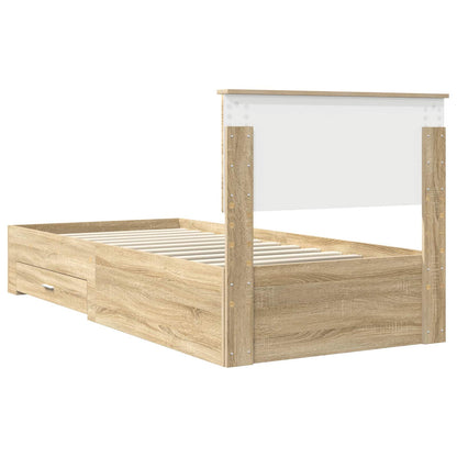 vidaXL Bed Frame with Drawer Sonoma Oak 90 x 200 cm Engineered Wood